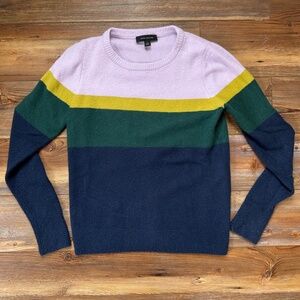 Ann Taylor Colorblock Purple, Green, & Navy Sweater